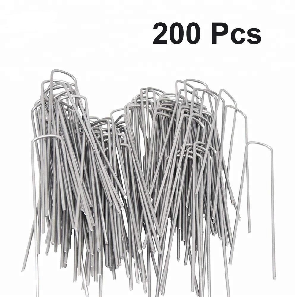Galvanized Landscape Fabric Stable U Type Garden Staples Pin Nails Sod Turf Lawn Staple